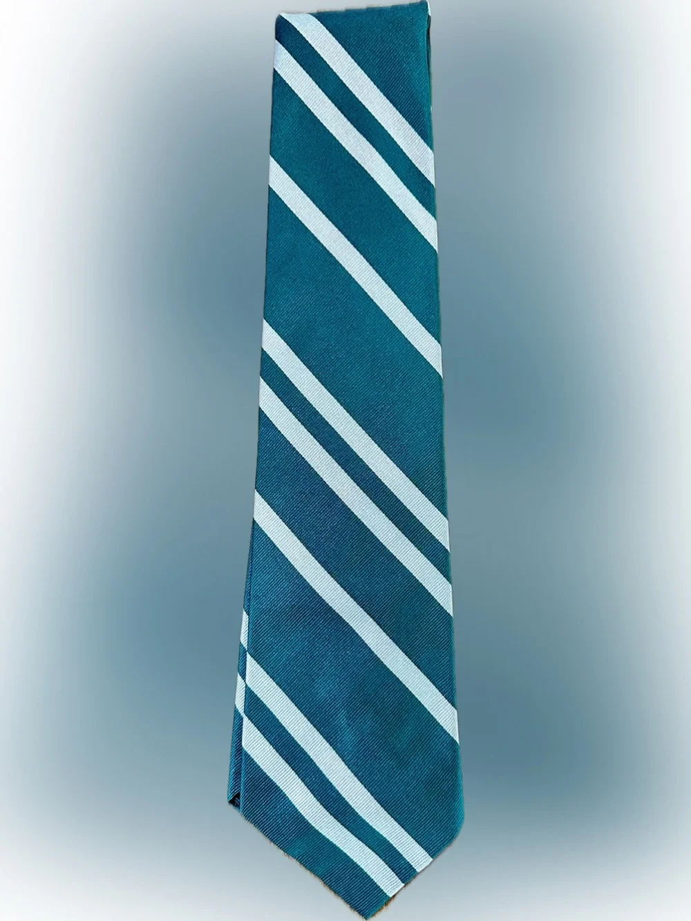 Ralph Lauren Green and Cream Stripe Silk Tie
